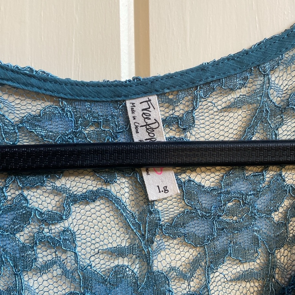 Free People embroidered lace high/low gathered peplum top - Picture 2 of 5